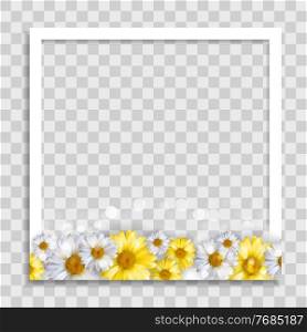 Empty Photo Frame Template with Spring Flowers for Media Post in Social Network. Vector Illustration. Empty Photo Frame Template with Spring Flowers for Media Post in Social Network. Vector Illustration EPS10