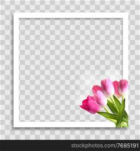 Empty Photo Frame Template with Spring Flowers for Media Post in Social Network. Vector Illustration. Empty Photo Frame Template with Spring Flowers for Media Post in Social Network. Vector Illustration EPS10