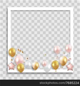 Empty Photo Frame with Party Holliday Balloons Template for Media Post in Social Network. Vector Illustration. Empty Photo Frame with Party Holliday Balloons Template for Media Post in Social Network. Vector Illustration EPS10