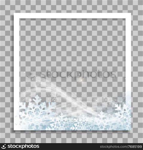 Empty Photo Frame with Winter Snow Template for Media Post in Social Network. Vector Illustration. Empty Photo Frame with Winter Snow Template for Media Post in Social Network. Vector Illustration EPS10