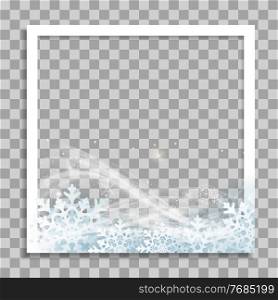 Empty Photo Frame with Winter Snow Template for Media Post in Social Network. Vector Illustration. Empty Photo Frame with Winter Snow Template for Media Post in Social Network. Vector Illustration EPS10