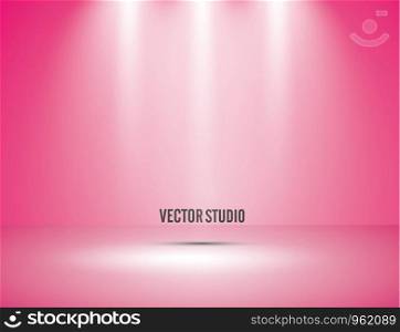 Empty pink studio room, light detector, used as background for display your products. Vector.. Empty pink studio room, light detector, used as background for display your products. Vector