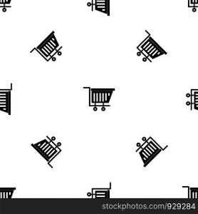 Empty plastic market trolley pattern repeat seamless in black color for any design. Vector geometric illustration. Empty plastic market trolley pattern seamless black