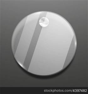 Empty round glass plate vector background
