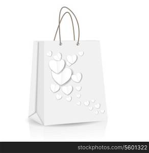 Empty Shopping Bag with heart for advertising and branding vector illustration