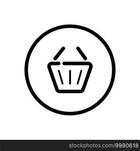 Empty shopping basket. Commerce outline icon in a circle. Isolated vector illustration