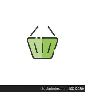 Empty shopping basket. Filled color icon. Isolated commerce vector illustration