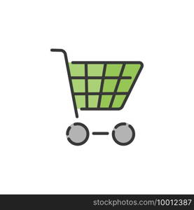 Empty shopping cart. Filled color icon. Isolated commerce vector illustration