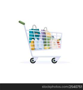 Empty shopping cart. Flat color icon. Isolated commerce vector illustration