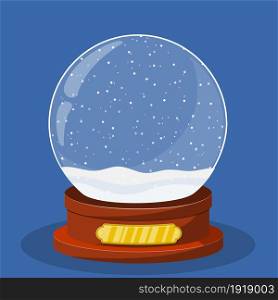 Empty Snow Globe. Merry christmas holiday. New year and xmas celebration. Vector illustration in flat style. Empty Snow Globe