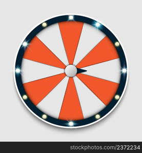 Empty spinning fortune wheel, lucky roulette, online promotion events, vector illustration