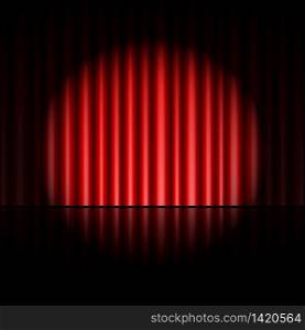 Empty stage with red curtain background.vector