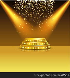 Empty stage with shining spotlight background.vector