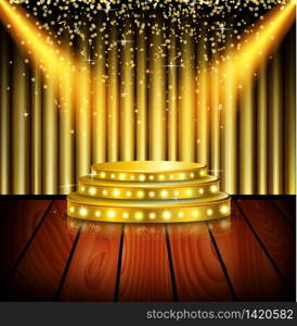 Empty stage with shining spotlight background.vector