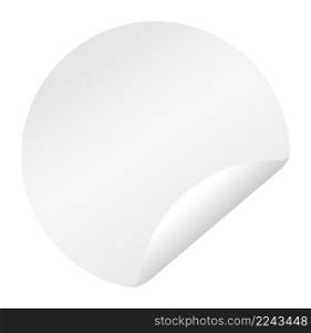 Empty sticker with peeling corner. Curled paper note isolated on white background. Empty sticker with peeling corner. Curled paper note
