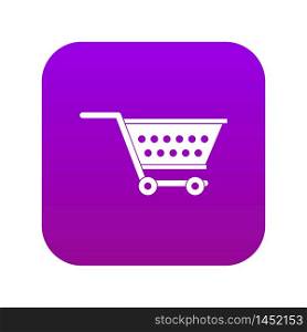 Empty supermarket cart icon digital purple for any design isolated on white vector illustration. Empty supermarket cart icon digital purple