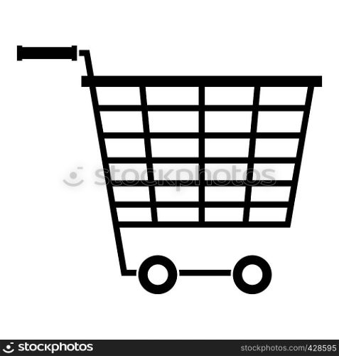 Empty supermarket cart with plastic handles icon. Simple illustration of empty supermarket cart with plastic handles vector icon for web. Empty supermarket cart with plastic handles icon