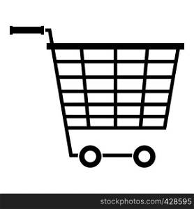 Empty supermarket cart with plastic handles icon. Simple illustration of empty supermarket cart with plastic handles vector icon for web. Empty supermarket cart with plastic handles icon