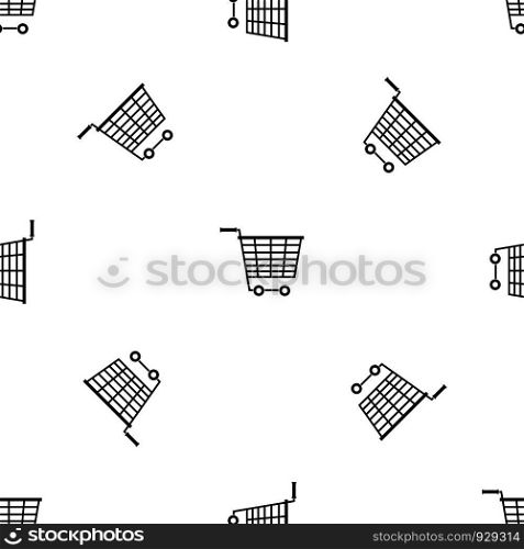 Empty supermarket cart with plastic handles pattern repeat seamless in black color for any design. Vector geometric illustration. Empty supermarket cart with plastic handles pattern seamless black