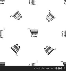 Empty supermarket cart with plastic handles pattern repeat seamless in black color for any design. Vector geometric illustration. Empty supermarket cart with plastic handles pattern seamless black
