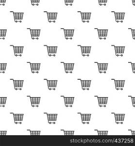 Empty supermarket cart with plastic handles pattern seamless in simple style vector illustration. Supermarket cart with plastic handles pattern