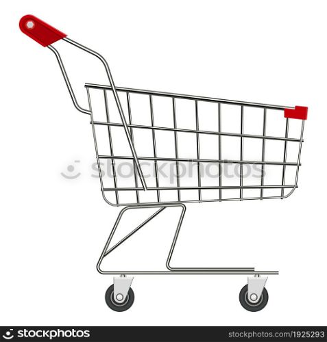 Empty supermarket shopping cart. vector illustration in flat style.. Empty supermarket shopping cart.