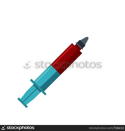 Empty syringe icon. Flat illustration of empty syringe vector icon for web. Empty syringe icon, flat style