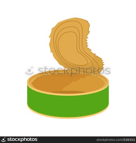 Empty tin can icon in cartoon style on a white background. Empty tin can icon, cartoon style