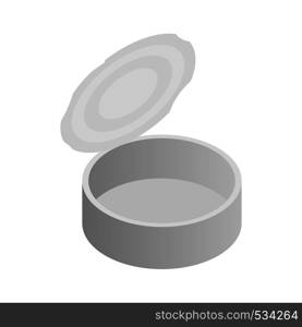 Empty tin can icon in isometric 3d style on a white background. Empty tin can icon, isometric 3d style
