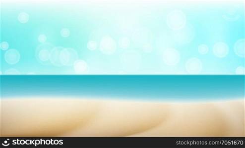 Empty Tropical Beach Background Vector. Seascape Tropical Illustration. Travel Holiday Adventure Concept. Exotic Illustration. Summer Beach Vector Background. Blur Sea Coast. Outdoor Summer Vacation. Cruise Illustration
