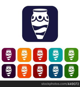 Empty vase icons set vector illustration in flat style In colors red, blue, green and other. Empty vase icons set flat