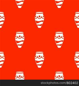 Empty vase pattern repeat seamless in orange color for any design. Vector geometric illustration. Empty vase pattern seamless