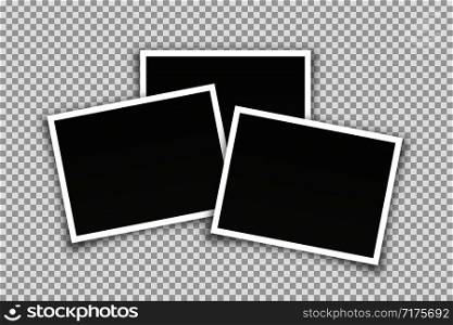 Empty vector photo frames isolated in trendy realistic design. Vector retro photo pictures on transparent background with shadows. EPS 10. Empty vector photo frames isolated in trendy realistic design. Vector retro photo pictures on transparent background with shadows.
