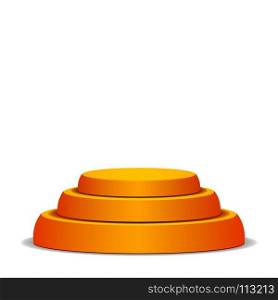 Empty Vector Podium. Isolated On White Background. Yellow 3D Stage. Realistic Platform. Round Pedestal Concept.. Empty Vector Podium. Isolated On White Background. Yellow 3D Stage. Realistic Platform. Round Pedestal