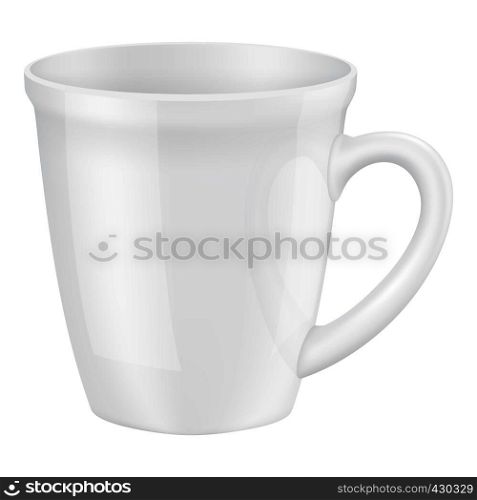 Empty white cup i mockup. Realistic illustration of empty white cup i vector mockup for web. Empty white cup i mockup, realistic style