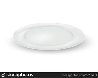Empty white realistic dinner plate isolated on white background vector illustration
