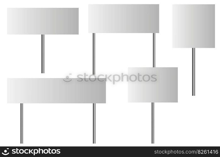 Empty white road signs. Sign board promotion. Vector illustration. EPS 10.. Empty white road signs. Sign board promotion. Vector illustration.