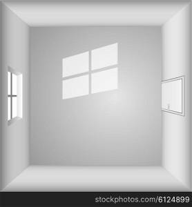 Empty white room viewed from top vector template.