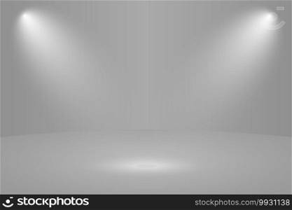 Empty white round studio room with light. Empty white round studio room