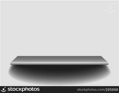 Empty white shop shelf, 3d store wall display. vector illustration.