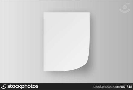 Empty white Sticky Notes paper sheet with curled corner. Realistic note template of small of soft shadows isolated on dark background. Ready for your message,text.paper art,craft.vector.EPS10