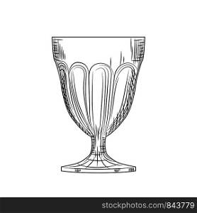 Empty wine glass sketch. Engraving style. Vector illustration isolated on white background.. Empty wine glass sketch. Engraving style. illustration isolated