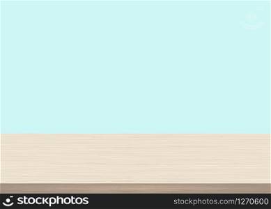 Empty wood table top on blue background. Wooden background, vector illustration. Empty wood table top on blue background. Wooden background, vector