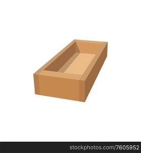 Empty wooden crate mockup isolated wood box top view. Vector pallet or tray used to shipping goods. Pallet or tray isolated wooden crate top view