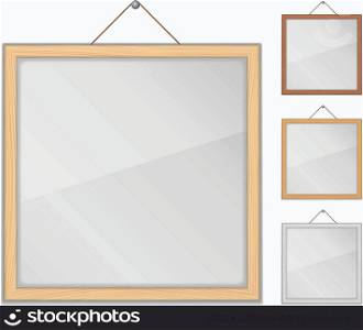 Empty wooden frames with glass