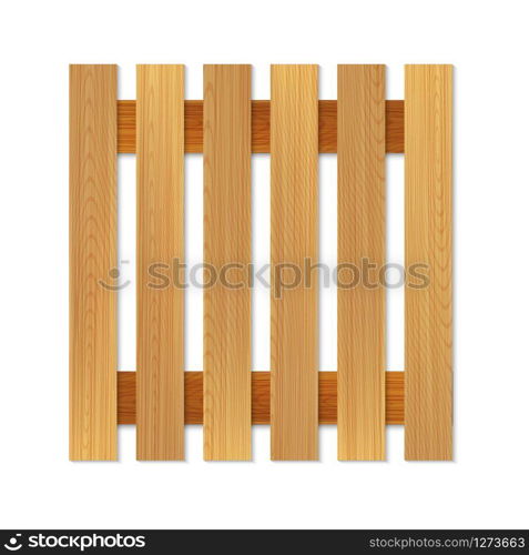 Empty Wooden Pallet For Logistic Top View Vector. Classic Wood Material Pallet Platform Equipment For Transportation, Storage And Protecting Goods. Concept Template Realistic 3d Illustration. Empty Wooden Pallet For Logistic Top View Vector