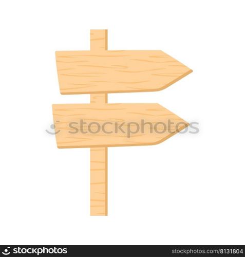 Empty wooden signboard with wood texture vector. Double direction indicator with place for text. Post with signs arrows isolated cartoon clipart. Empty wooden signboard with wood texture vector