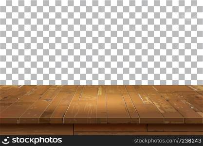 Empty wooden table top isolated background.Old vintage shelf textures.Used for display or montage your products