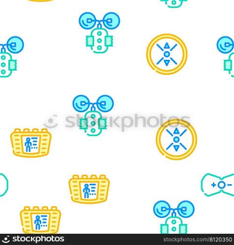Ems Training Device Vector Seamless Pattern Color Line Illustration. Ems Training Device Vector Seamless Pattern