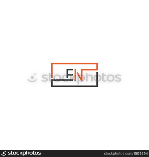 EN logo letters design concept in black and orange colors